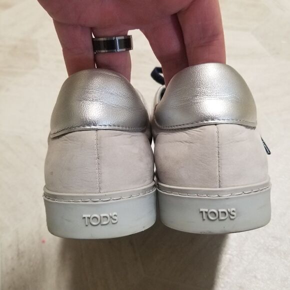 Tod's Grey Blue Leather And Nubuck Suede Low Top Sneakers 38 - Picture 6 of 11